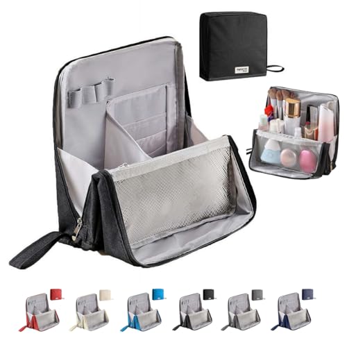 Doresty Makeup Bag, Doresty Make-up-Tasche, Stehende Make-up-Tasche, Wasserdichter Make-up-Organizer mit Fächern, Mehrzweck-große Kapazität Oxford Tuch Kosmetische Toilettenartikeltaschen von tkerinse