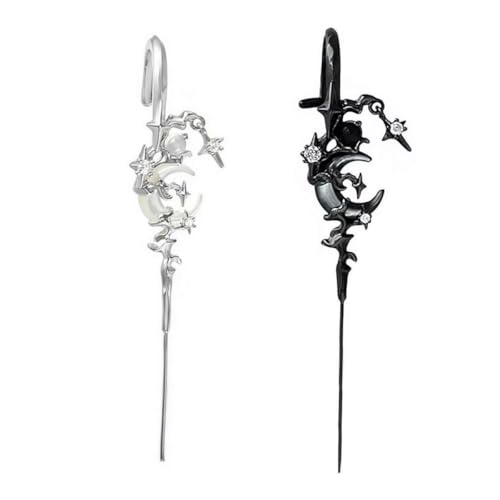 Myth Of The Moon Ohrhaken Nadel, Mond Nadel Ohrringe für Frauen, Strass Mond und Stern Ohr Crawler Ohrringe, Gothic Sparkling Ears Stud Schmuck Geschenke, 2pcs, Nein, Nein von tkerinse
