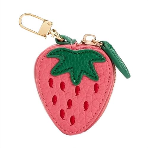 Süßer Obst-Ledertaschen-Charm, Erdbeer-Ledertaschen-Charm, Y2k-Schlüsselanhänger, Münzbörse mit Reißverschluss, Mini-Leder-Münzbeutel, Obstbeutel, Charms, Erdbeer-Geldbörse, Geschenke für Frauen und von tkerinse