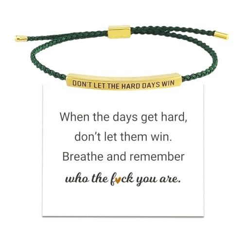 tkerinse Dont Let The Hard Days Win Armband für Frauen, inspirierendes Gravurarmband für Freund, verstellbares Rohr-Armband Remember Who You Are Motivationsstärke Armbänder für Frauen, 1 Stpck, Kordel von tkerinse