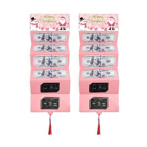 tkerinse Weihnachts-Geldhalter mit 6 Fächern, Weihnachtsgeschenkkartenhalter, Weihnachtsüberraschung, Geldhalter, Geschenke für Männer und Frauen, rosa Weihnachtsmann-Geldhalter für Urlaub, Geburtstag von tkerinse