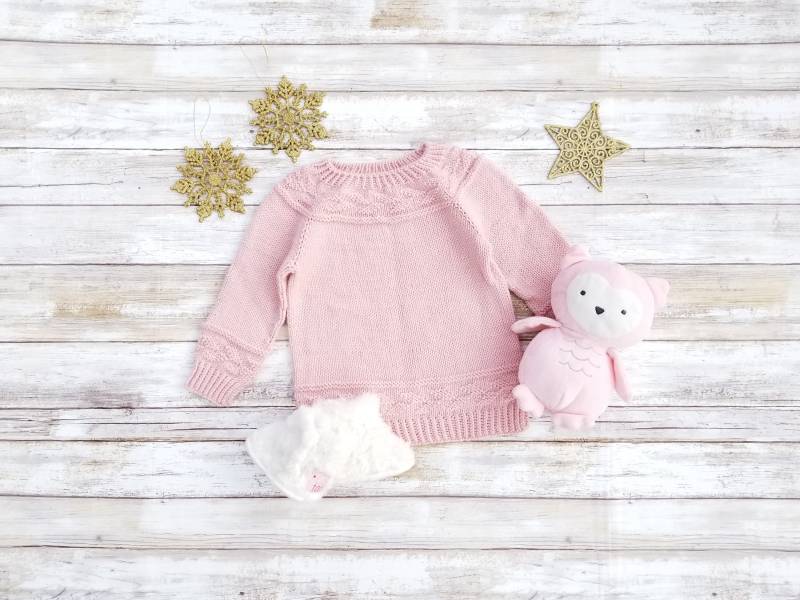 Baby Pullover Aus Merino Wolle. Rosa Für Mädchen. Handgestricktes Mädchen Pullover von tlcrochetknitting