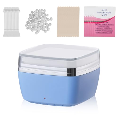 tlidfgeo Waxing Set, Wachswärmer Waxing Set, Wachs Haarentfernung,Nasenhaar Wachs Set,WarmwachsgeräT für MäNner & Frauen Mit 100g Wachs, Wax Haarentfernung Gesicht Körper Damen Herren(Blau) von tlidfgeo