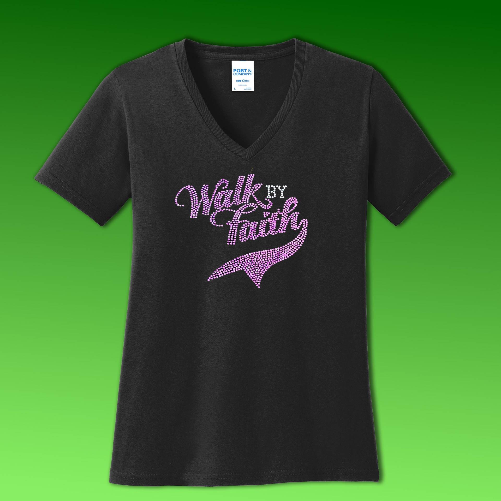 Walk By Faith Damen Strass T-Shirt - Christian Bling T-Shirt, Inspirational Glaube Bekleidung, Funkelndes Religiöses Shirt, Kirchenkleidung Geschenk Walk By Faith Damen Strass T-Shirt - Christian Bling T-Shirt, Inspirational Glaube Bekleidung, Funkelndes Religiöses Shirt, Kirchenkleidung Geschenk von tntglobalenterprises