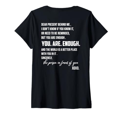 Damen Liebe Person hinter mir Du bist genug Die Welt ist besser T-Shirt mit V-Ausschnitt Damen Liebe Person hinter mir Du bist genug Die Welt ist besser T-Shirt mit V-Ausschnitt von to the person behind me you are amazing Enough Tee