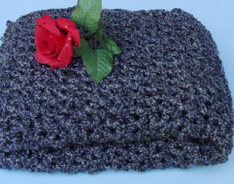 Gehäkelter Meditationsschal Graphitgraues Acrylgitter, Opa Geschenk von toivima