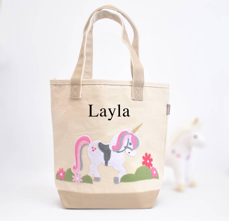 Einhorn Tasche | Mädchen Pony Büchertasche Kinder Tragetasche Bibliotheksbuchtasche Ostergeschenk Party Große Schwester Kit Vorschule Tote von toluni