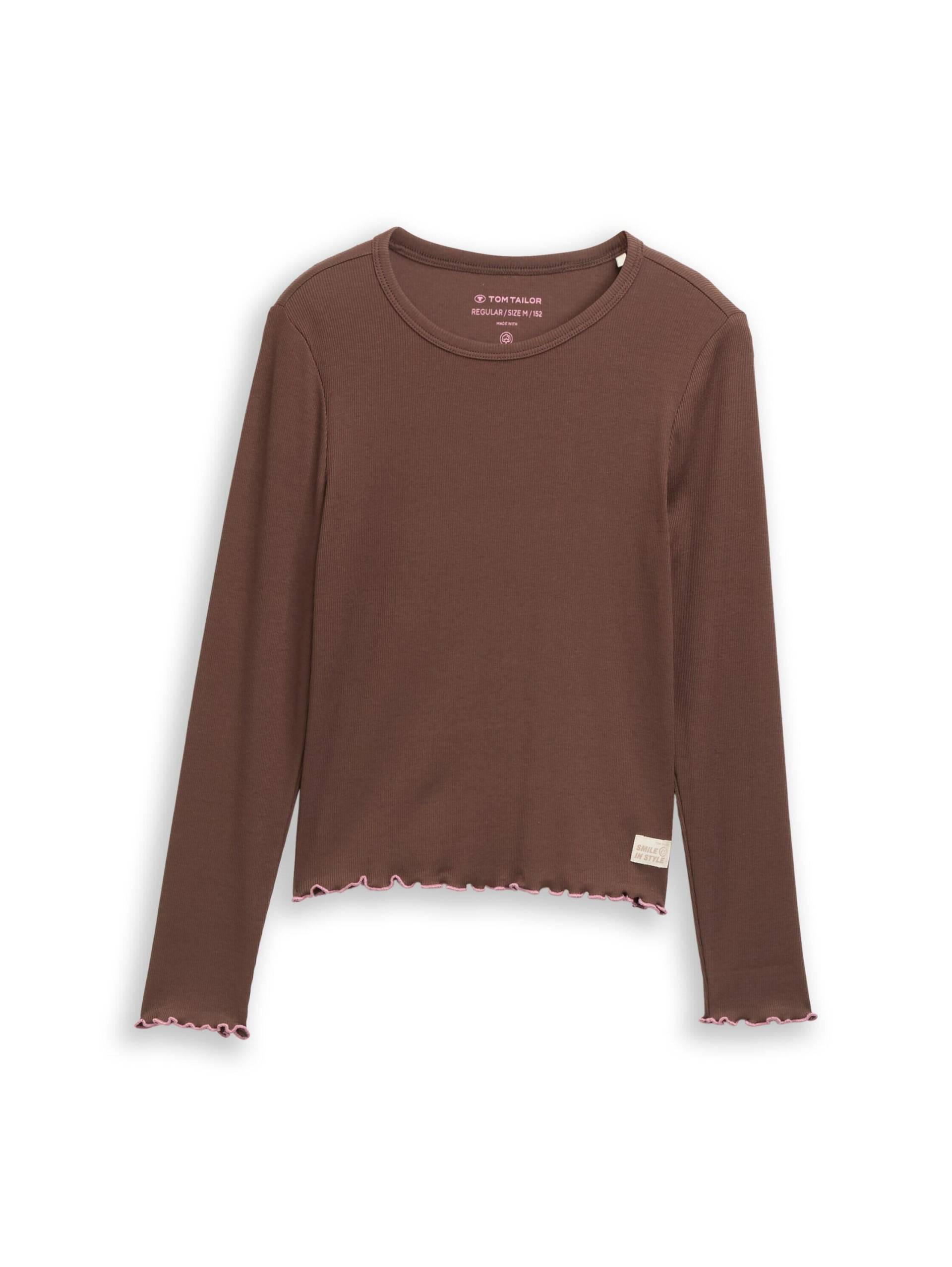 tom tailor kids - Basic Ripp Langarmshirt soft chocolate brown - Gr. - 152 von tom tailor kids