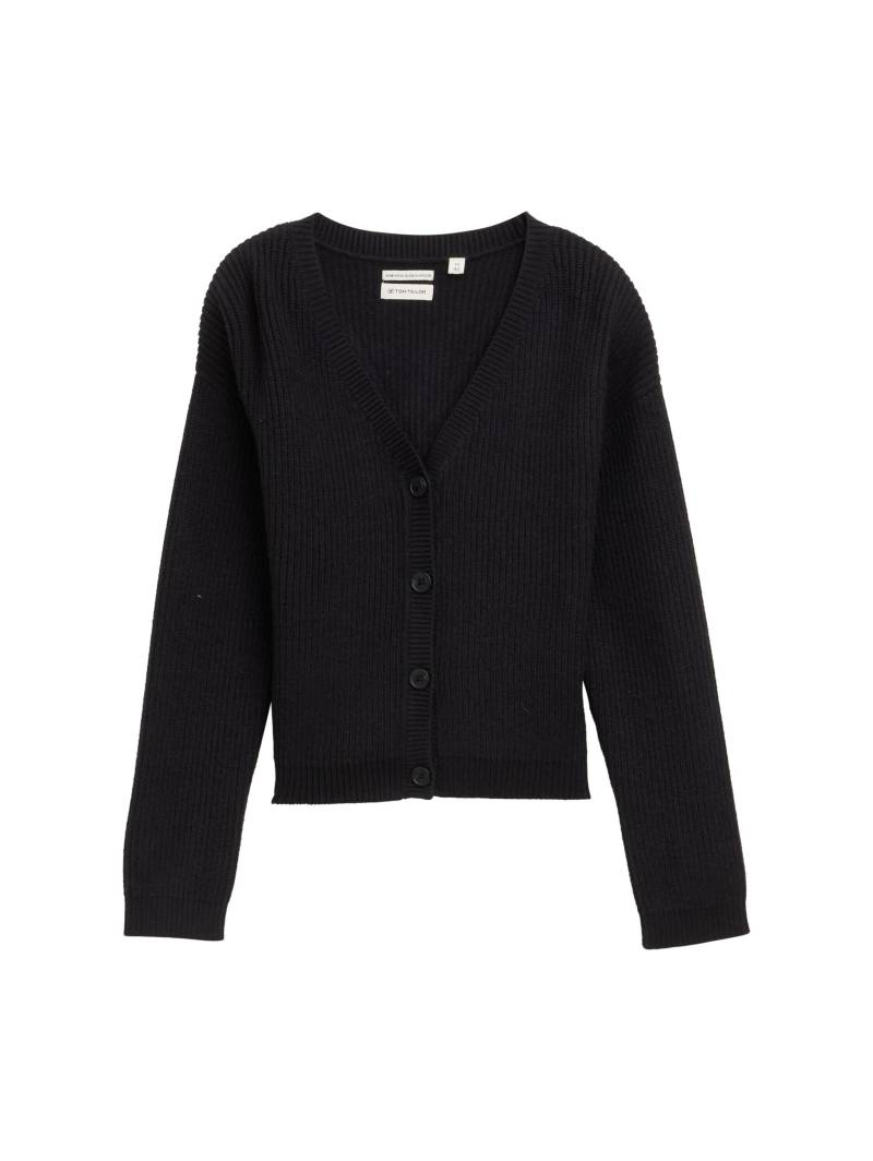 tom tailor kids - Cropped Cardigan mit V-Ausschnitt heavy black - Gr. - 152 von tom tailor kids