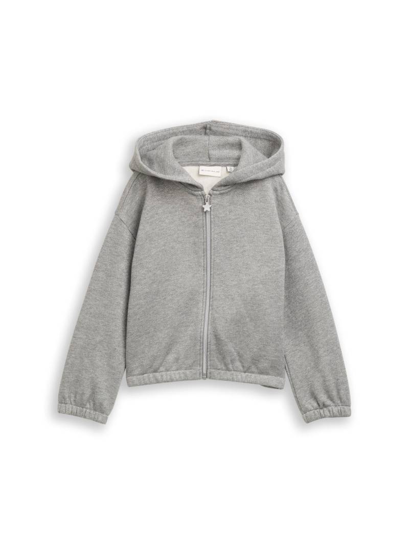 tom tailor kids - Cropped Hoodie Sweatjacke in Glitzer-Optik grey melange with glitter von tom tailor kids