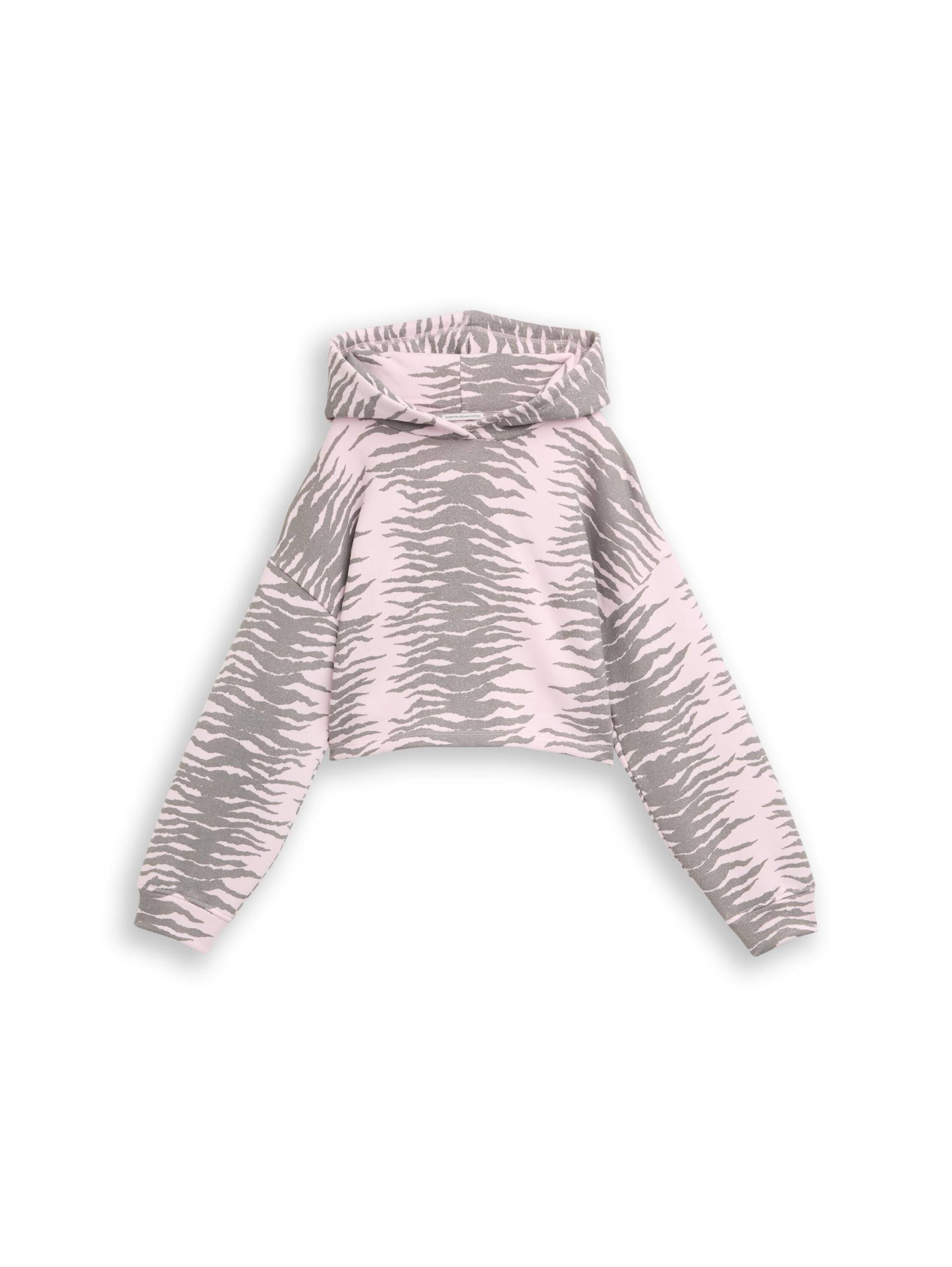 tom tailor kids - Cropped Hoodie Sweatshirt mit Muster rose zebra design - Gr. - 164 von tom tailor kids
