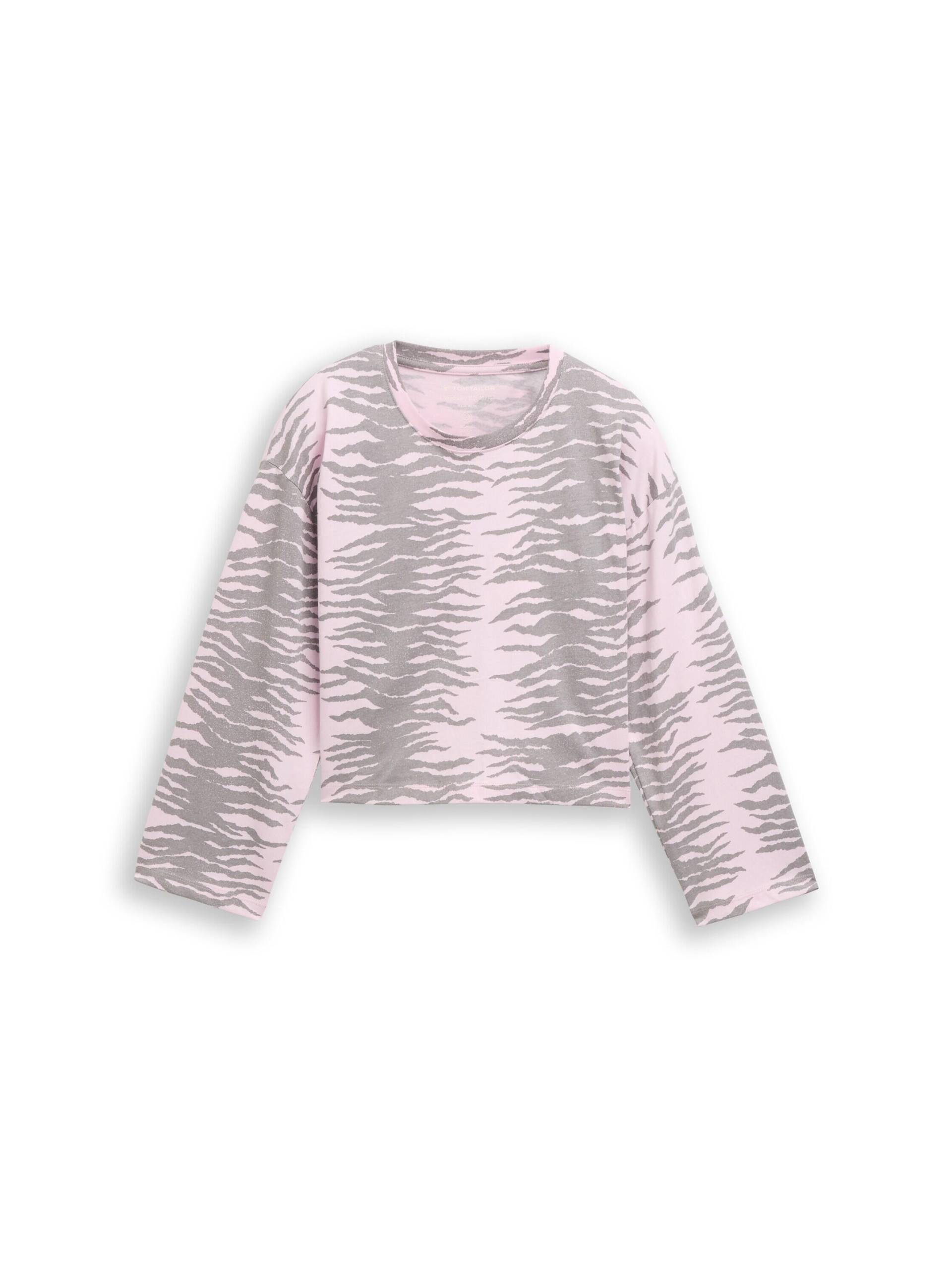 tom tailor kids - Cropped Langarmshirt mit Muster rose zebra design - Gr. - 152 von tom tailor kids