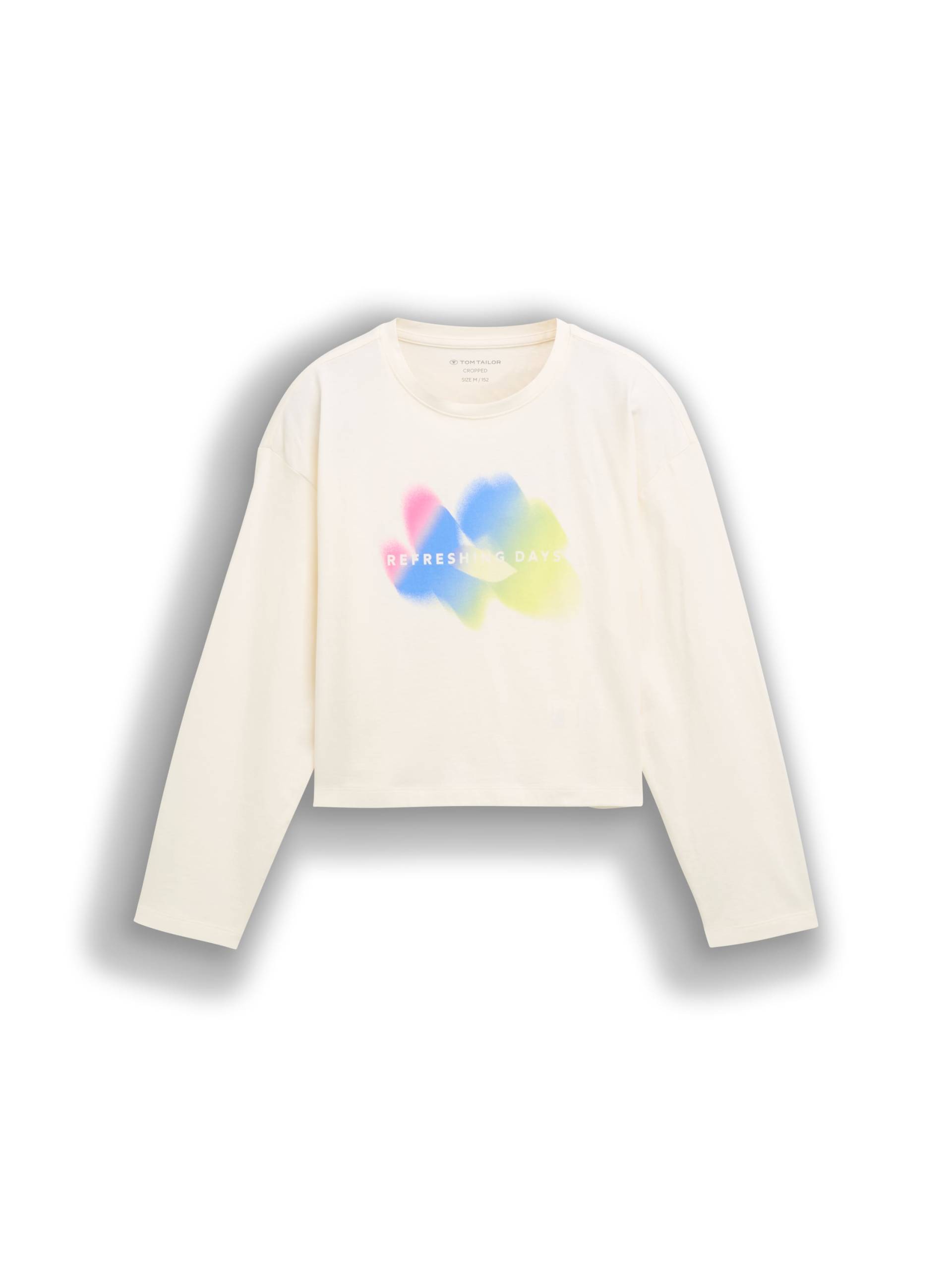 tom tailor kids - Cropped Langarmshirt mit Print wool white - Gr. - 140 von tom tailor kids