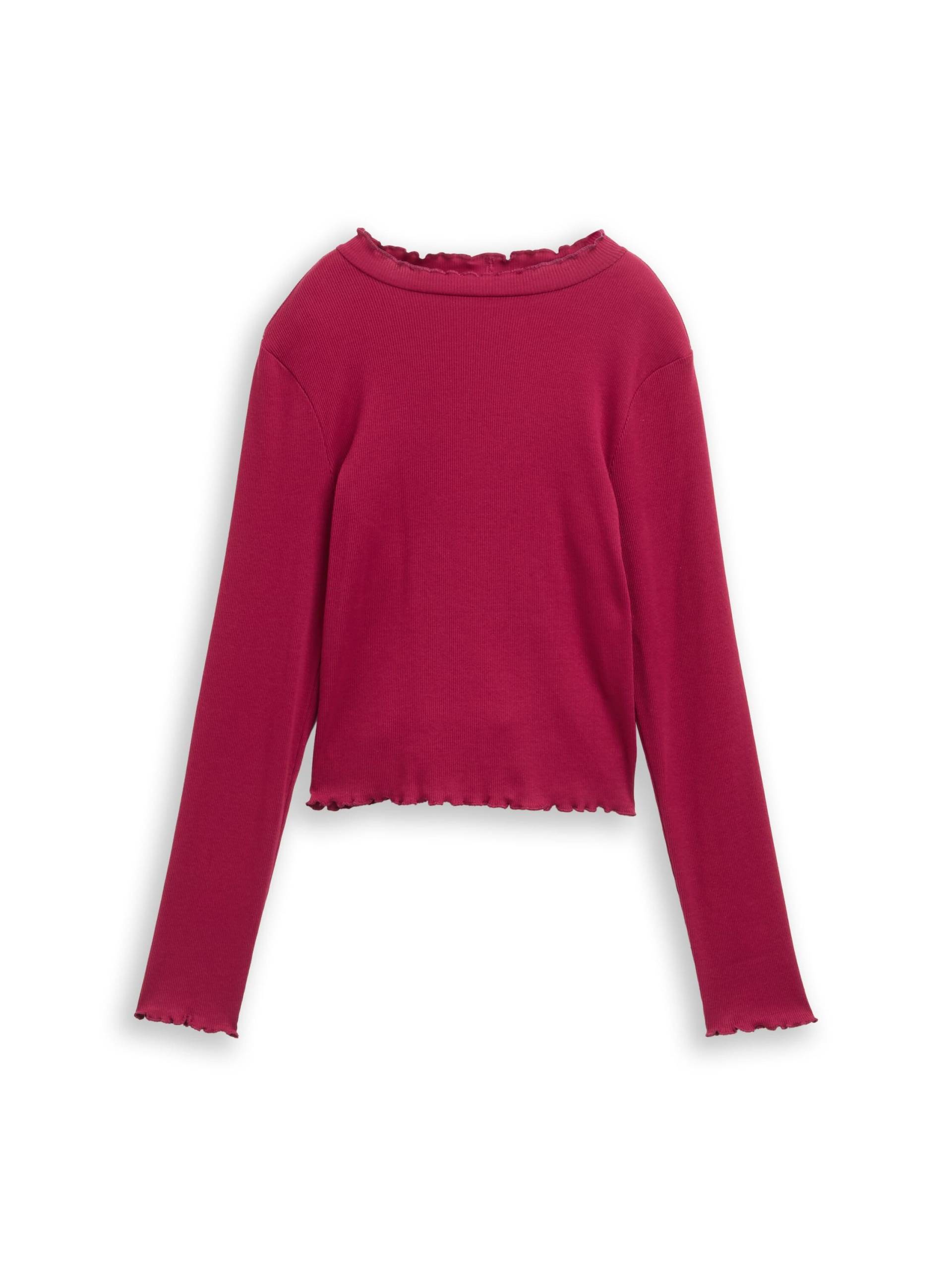 tom tailor kids - Cropped Langarmshirt mit Rippstruktur beetroot red - Gr. - 152 von tom tailor kids
