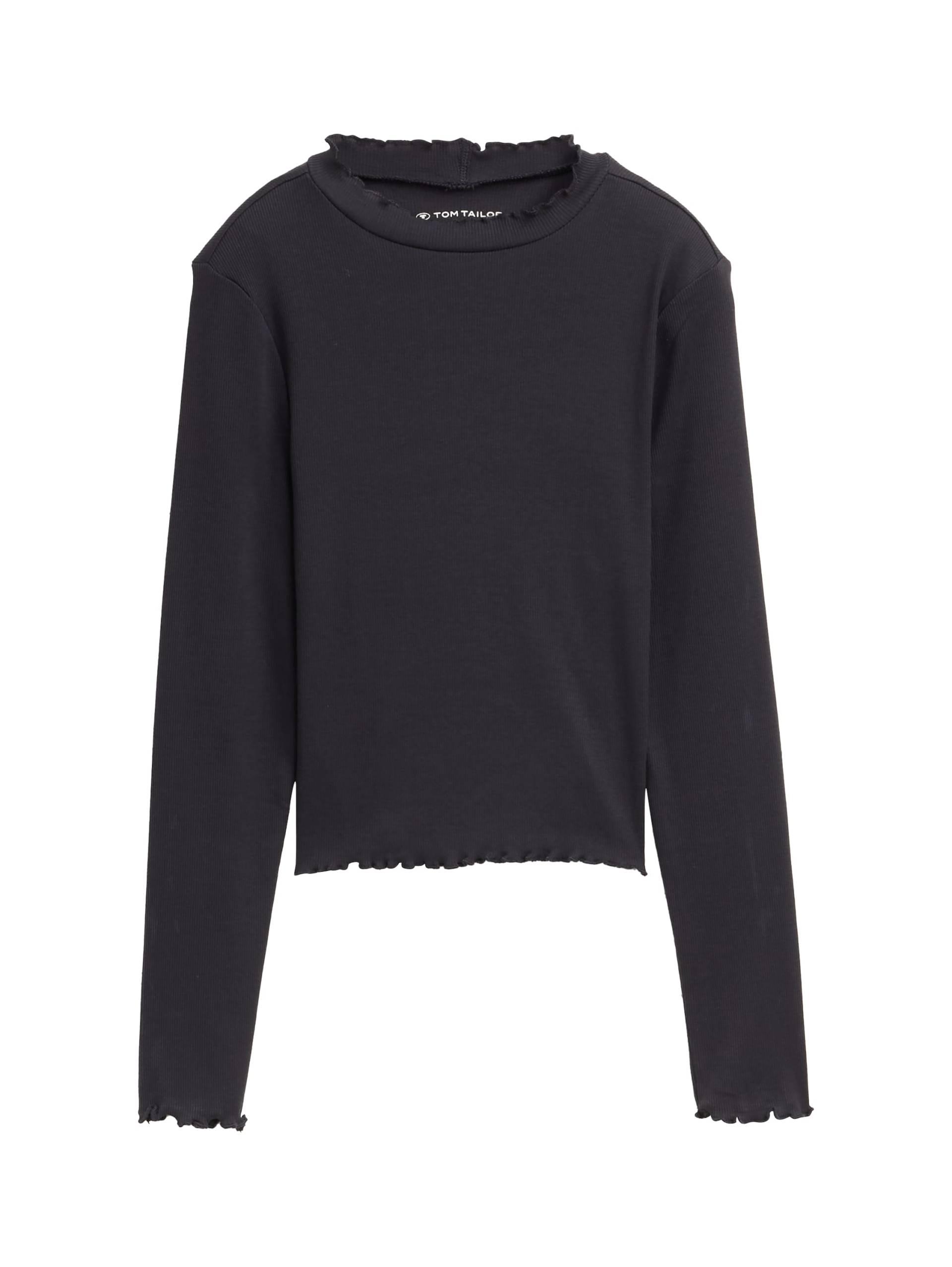 tom tailor kids - Cropped Langarmshirt mit Rippstruktur coal grey - Gr. - 164 von tom tailor kids