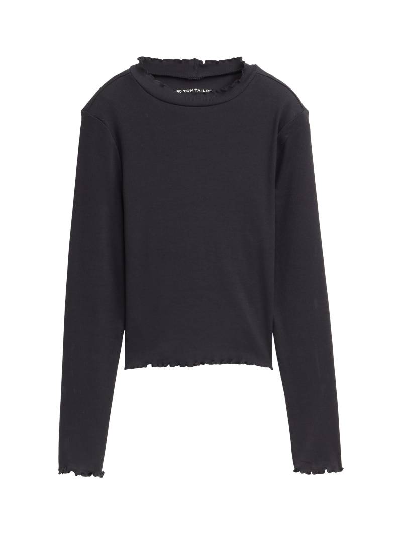 tom tailor kids - Cropped Langarmshirt mit Rippstruktur coal grey - Gr. - 164 von tom tailor kids