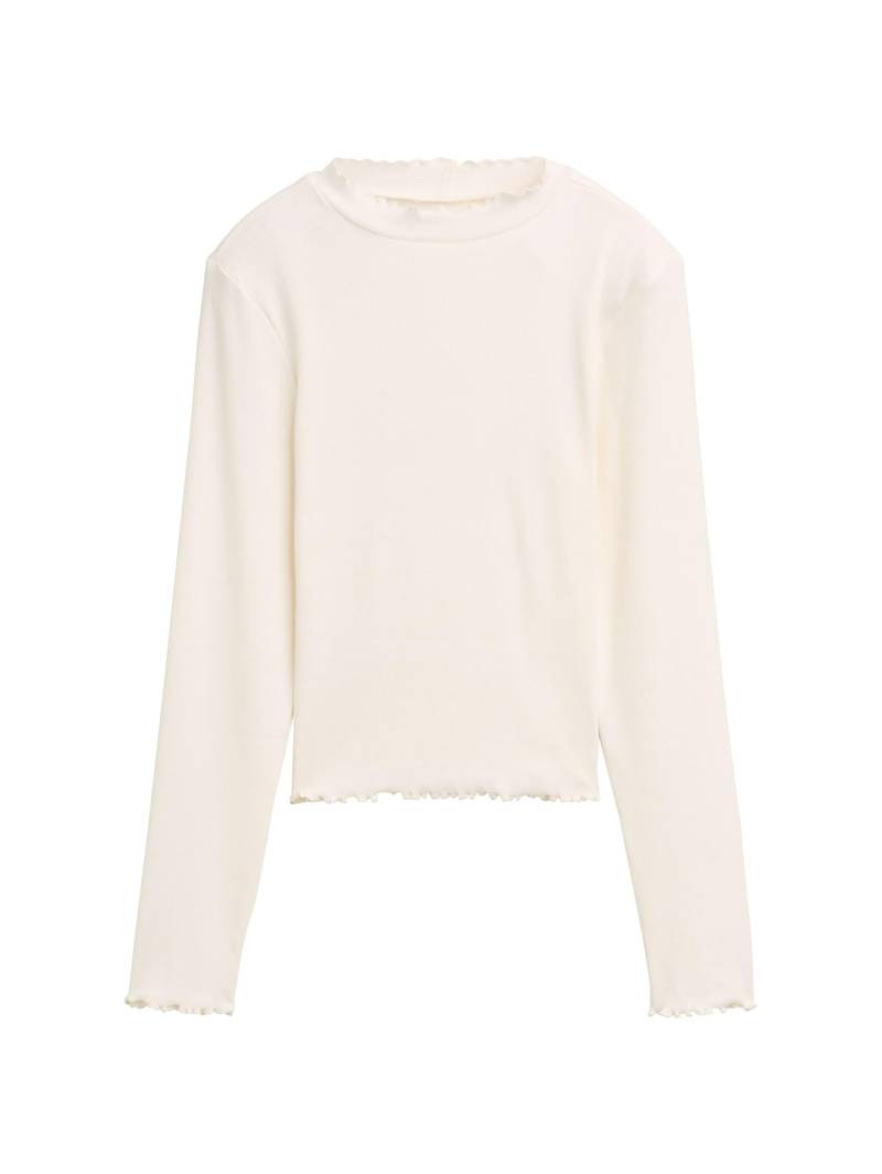 tom tailor kids - Cropped Langarmshirt mit Rippstruktur wool white - Gr. - 140 von tom tailor kids