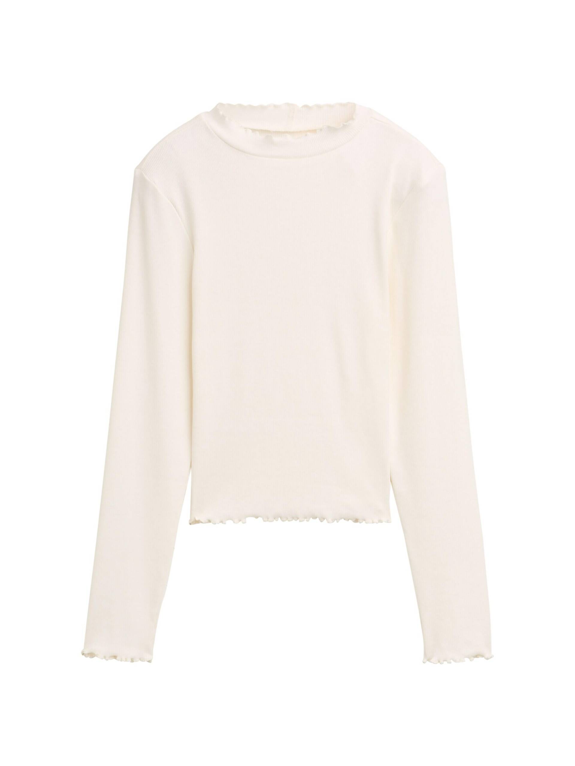 tom tailor kids - Cropped Langarmshirt mit Rippstruktur wool white - Gr. - 164 von tom tailor kids