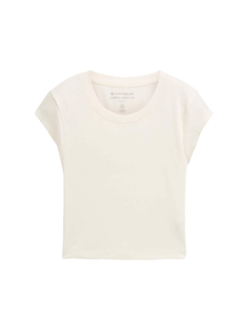 tom tailor kids - Cropped Ripp T-Shirt wool white - Gr. - 164 von tom tailor kids