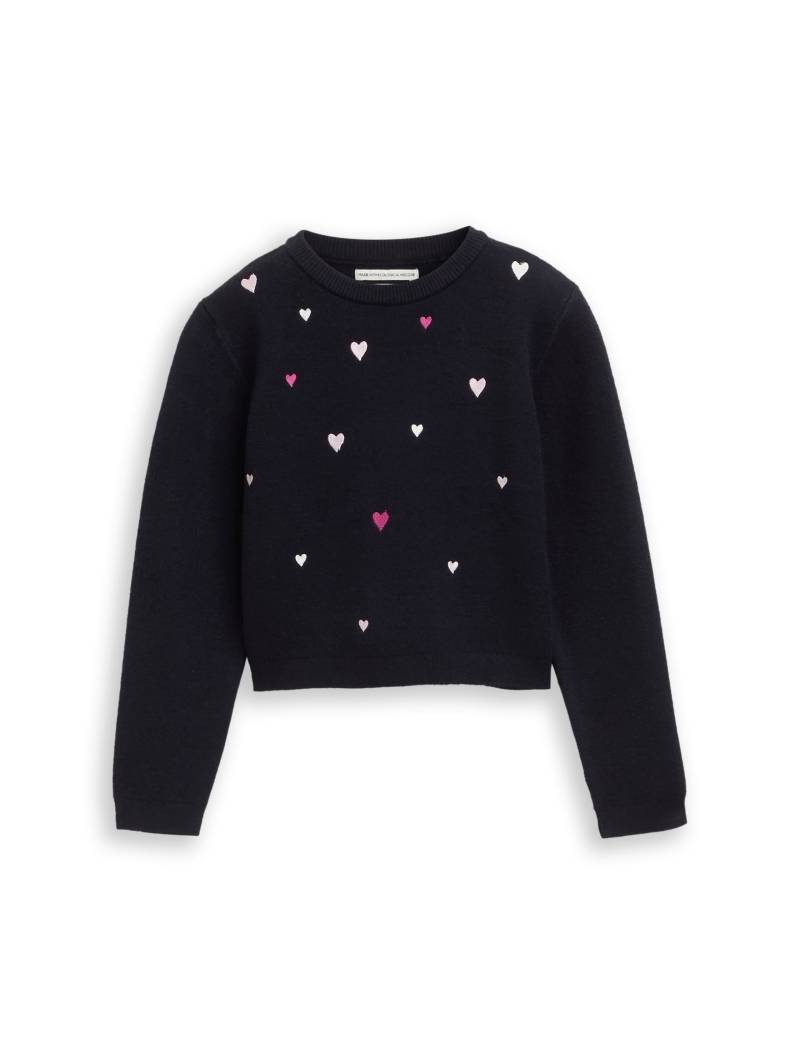tom tailor kids - Cropped Strickpullover mit Stickerei sky captain blue von tom tailor kids