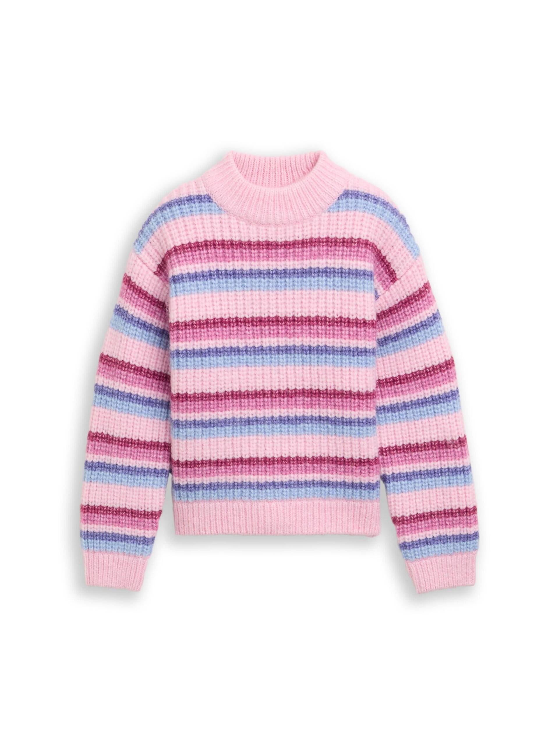 tom tailor kids - Cropped Strickpullover mit Streifenmuster multicolor pink blue stripe von tom tailor kids