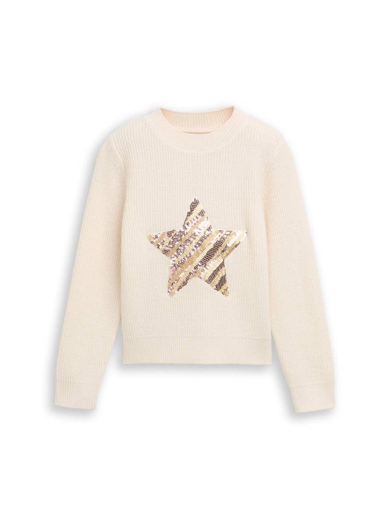 tom tailor kids - Cropped Strickpullover mit Wendepailletten vintage beige von tom tailor kids
