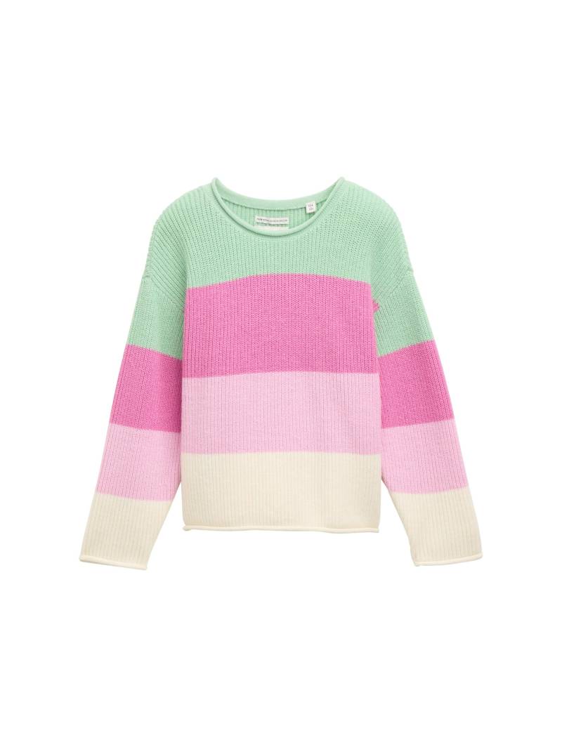 tom tailor kids - Cropped Strickpullover multicolor green block stripe von tom tailor kids