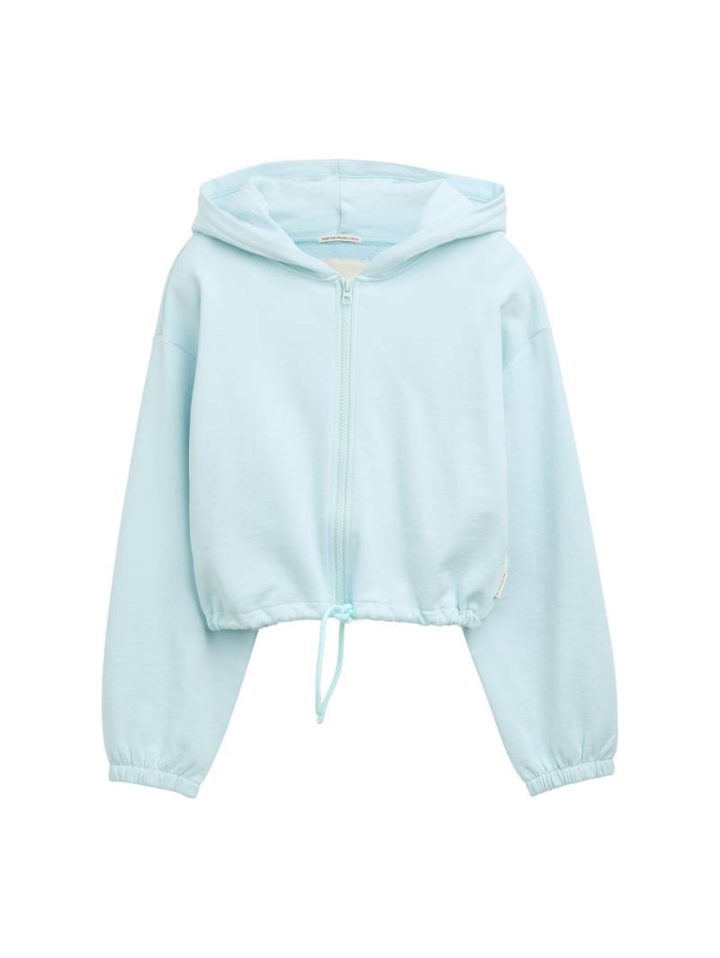 tom tailor kids - Cropped Sweatjacke in Melange-Optik minty blue - Gr. - 164 von tom tailor kids