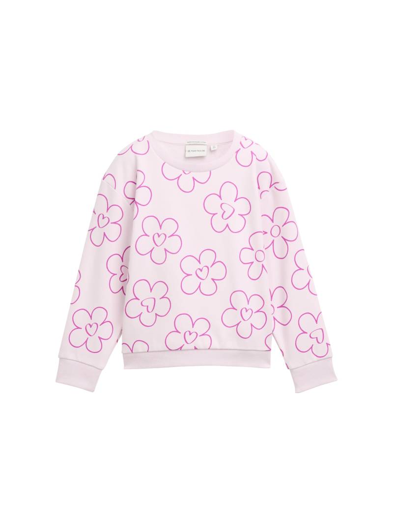 tom tailor kids - Cropped Sweatshirt mit Allover-Print neon lilac flower print von tom tailor kids