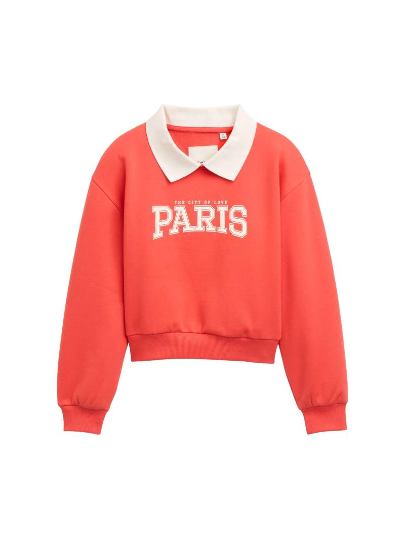 tom tailor kids - Cropped Sweatshirt mit Kragen plain red - Gr. - 152 von tom tailor kids