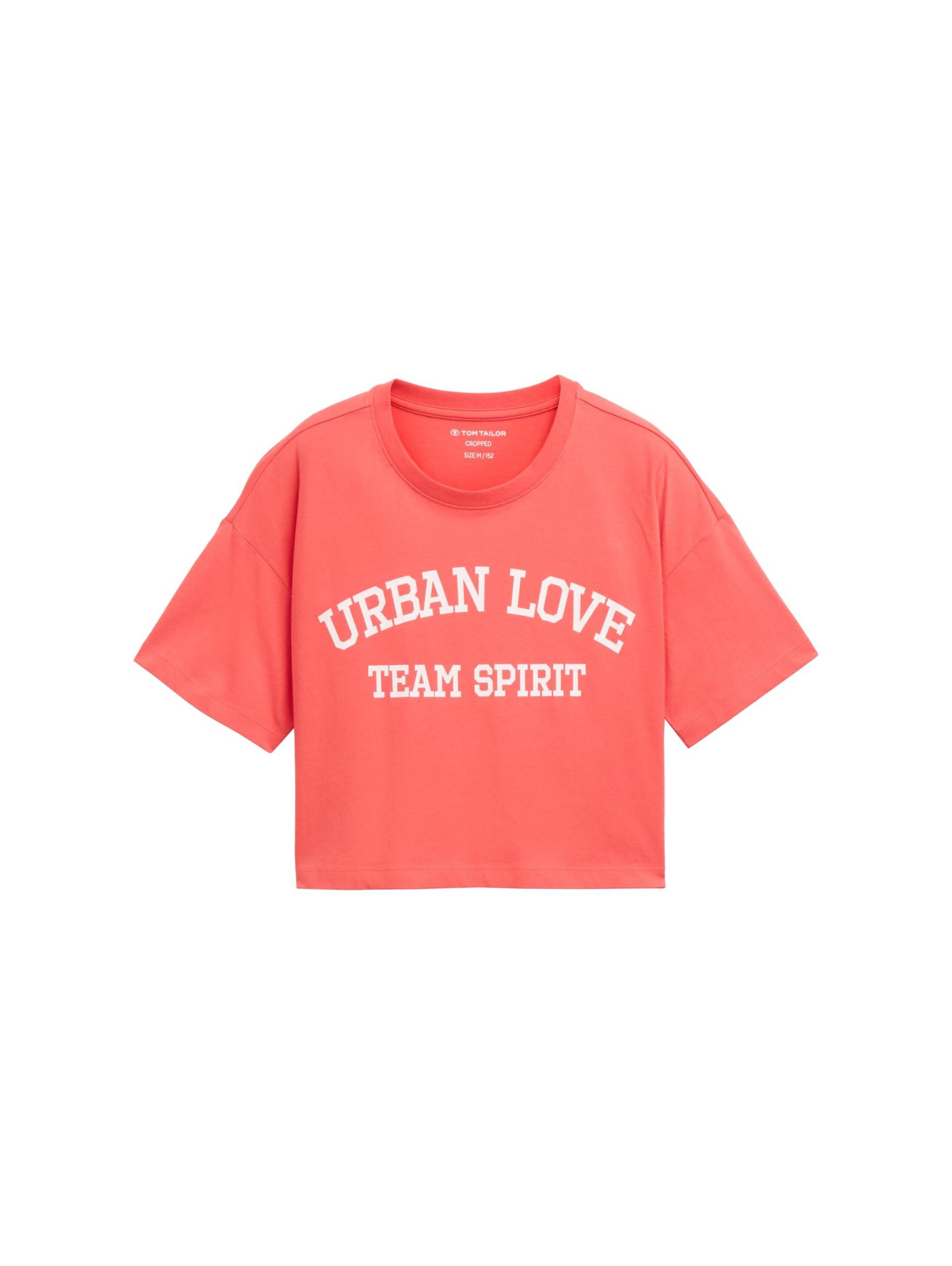 tom tailor kids - Cropped T-Shirt mit Text-Print plain red - Gr. - 140 von tom tailor kids