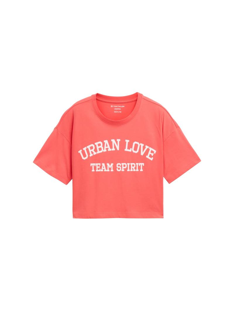 tom tailor kids - Cropped T-Shirt mit Text-Print plain red - Gr. - 140 von tom tailor kids