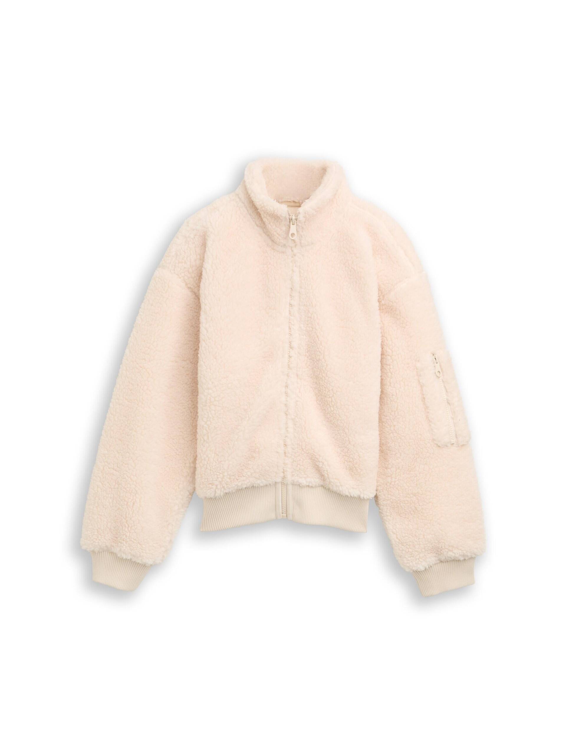 tom tailor kids - Cropped Teddy Jacke mit Fleece cloudy beige - Gr. - 140 von tom tailor kids