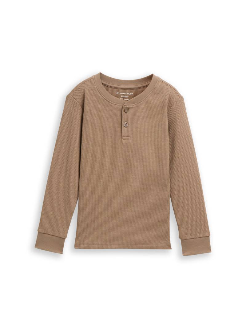 tom tailor kids - Henley Langarmshirt mit Waffelstruktur taupe grey von tom tailor kids