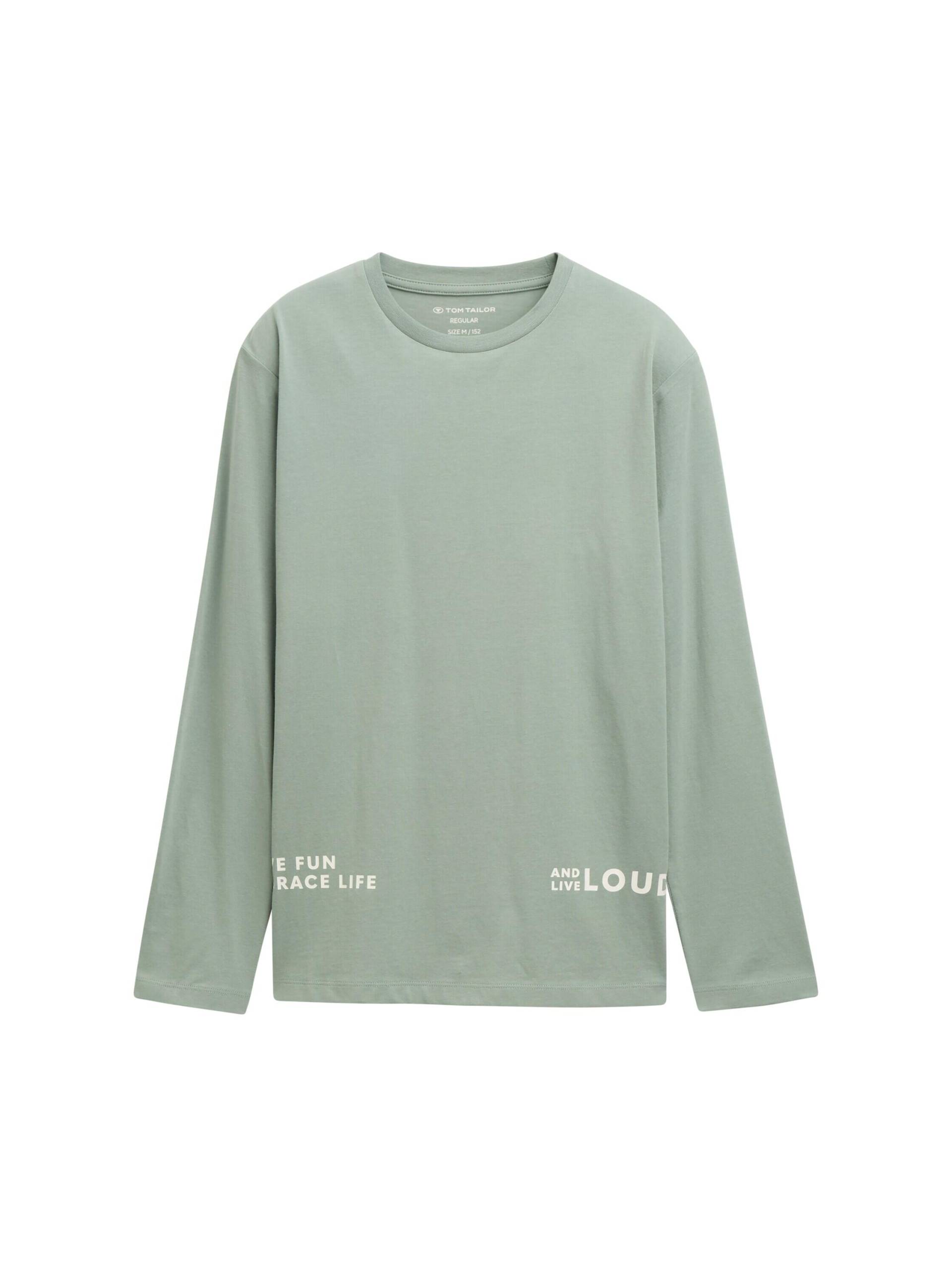 tom tailor kids - Langarmshirt mit Text-Print dusty leave green - Gr. - 152 von tom tailor kids