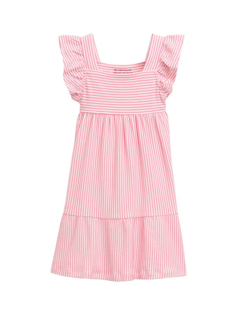 tom tailor kids - Mini-Kleid mit Volants off white neon pink stripe von tom tailor kids