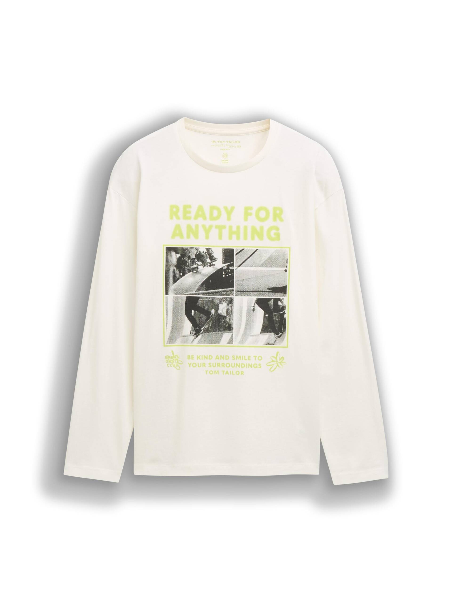 tom tailor kids - Oversize Langarmshirt mit Print wool white - Gr. - 140 von tom tailor kids