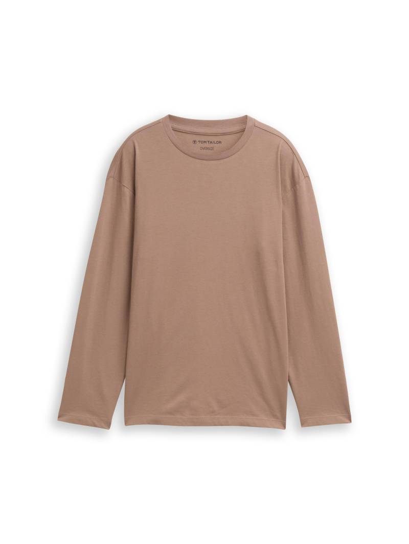 tom tailor kids - Oversize Langarmshirt mit Rückenprint taupe grey - Gr. - 164 von tom tailor kids