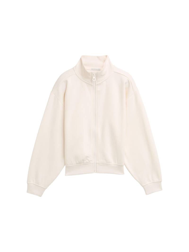 tom tailor kids - Oversize Sweatjacke mit Stehkragen gardenia white - Gr. - 140 von tom tailor kids
