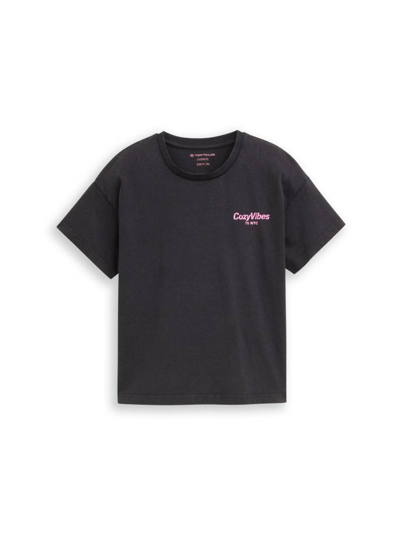 tom tailor kids - Oversize T-Shirt mit Rückenprint heavy black - Gr. - 164 von tom tailor kids