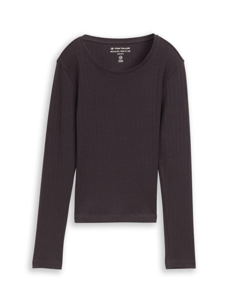 tom tailor kids - Pointelle Langarmshirt coal grey - Gr. - 140 von tom tailor kids