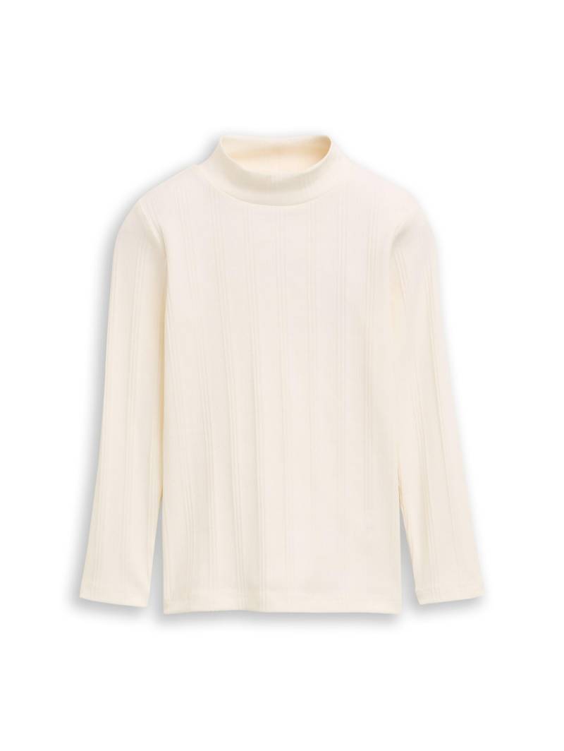 tom tailor kids - Pointelle Langarmshirt mit Rollkragen wool white von tom tailor kids