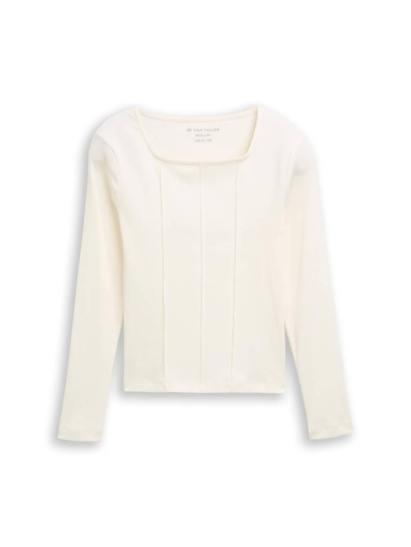 tom tailor kids - Ripp Langarmshirt mit Karree-Ausschnitt wool white - Gr. - 152 von tom tailor kids