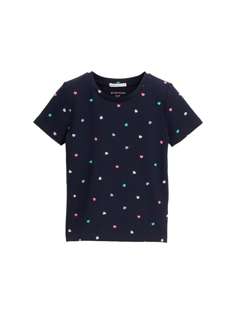 tom tailor kids - Ripp T-Shirt mit Muster navy multicolor heart print von tom tailor kids