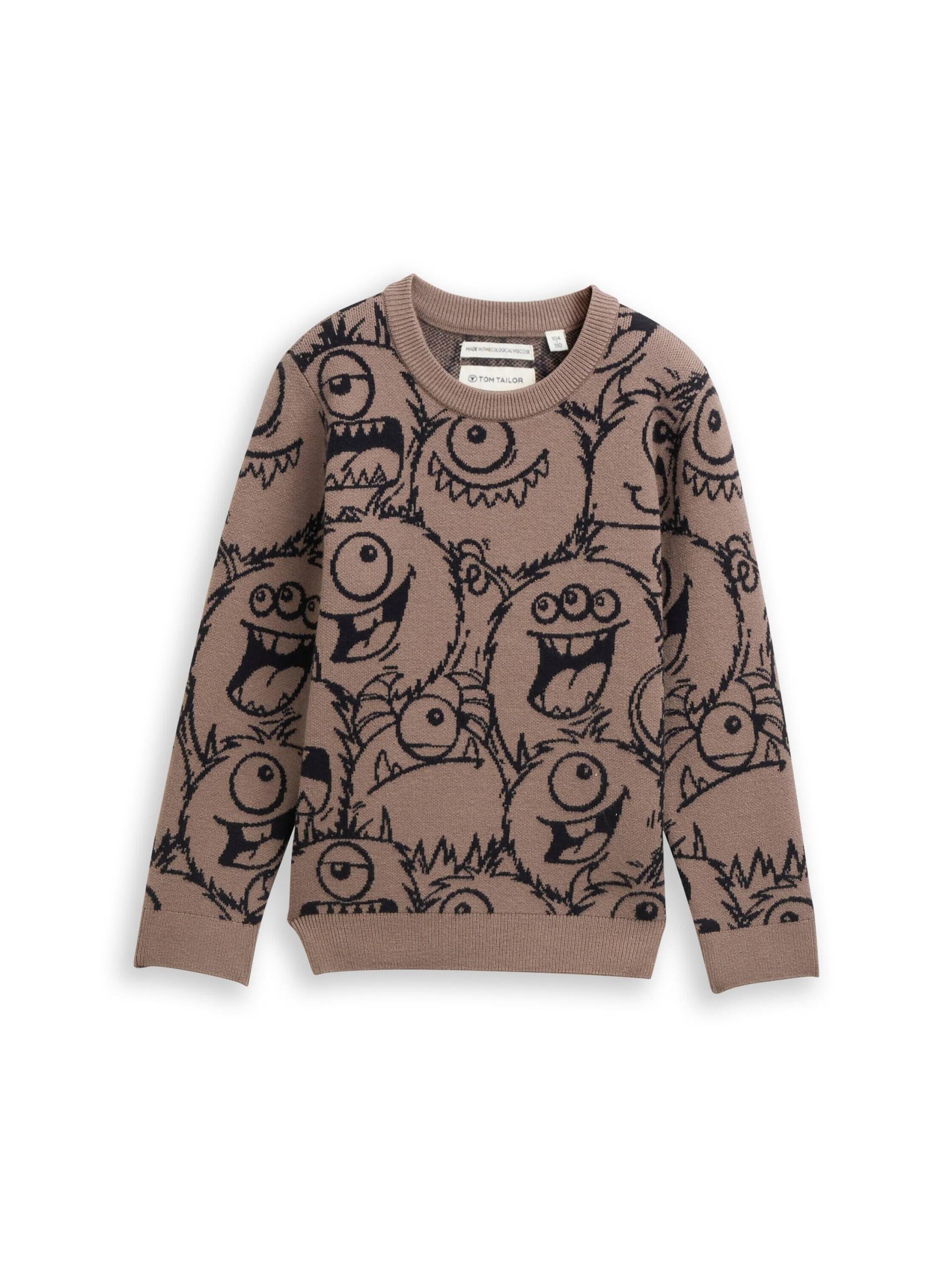 tom tailor kids - Strickpullover mit Allover-Print dark blue monster knit design von tom tailor kids