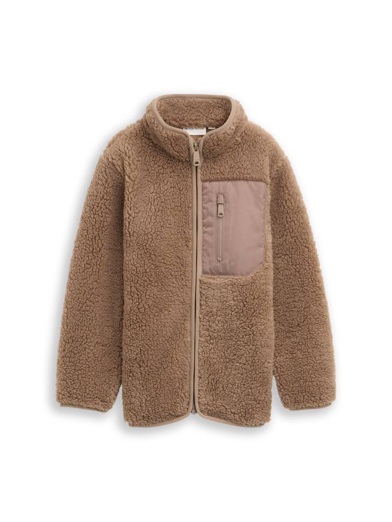 tom tailor kids - Teddy Sweatjacke mit Fleece taupe grey von tom tailor kids