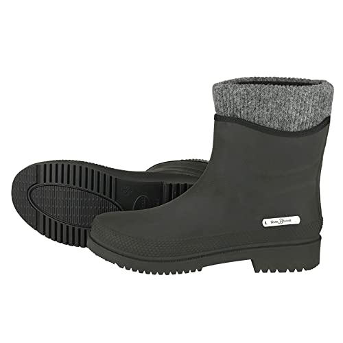 tomBrook Damen Gummistiefel in Leder-Optik - Regenstiefel Stiefel mit separatem Innenfutter in Anthrazit Größe 36 von tomBrook