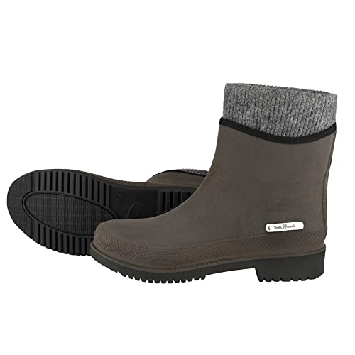 tomBrook Damen Gummistiefel in Leder-Optik - Regenstiefel Stiefel mit separatem Innenfutter in Braun Größe 36 von tomBrook