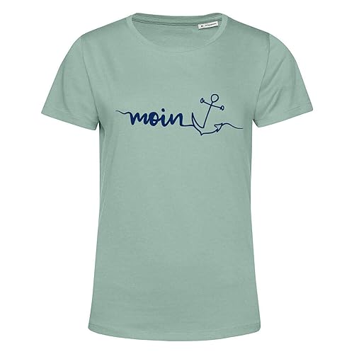 tomBrook Damen T-Shirt mit Moin-Anker-Print - Stylisches Kurzarm-Shirt aus Baumwolle in Sage Größe XXL von tomBrook