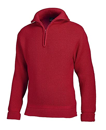 tomBrook Damen Troyer Korvettenkapitän - Seemannspullover Damen Pullover mit Reißverschluss Wolle Pullover Frauen aus 100% Schurwolle in Rot Größe 48 von tomBrook